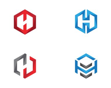 H Logo altıgen illüstrasyon simge vektör şablonu