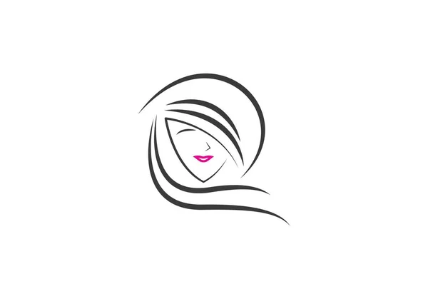 Belleza Mujer Cara Silueta Carácter Logo Plantilla — Vector de stock