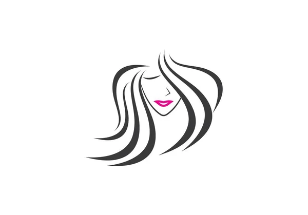 Beleza Mulheres Rosto Silhueta Personagem Logotipo Modelo — Vetor de Stock