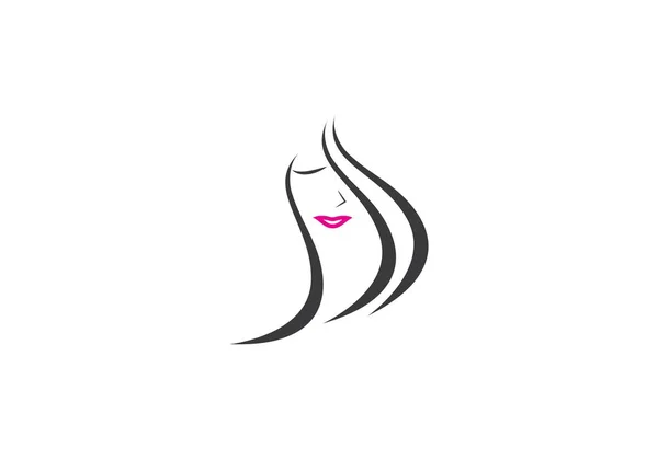 Bellezza Donne Volto Silhouette Personaggio Logo Template — Vettoriale Stock