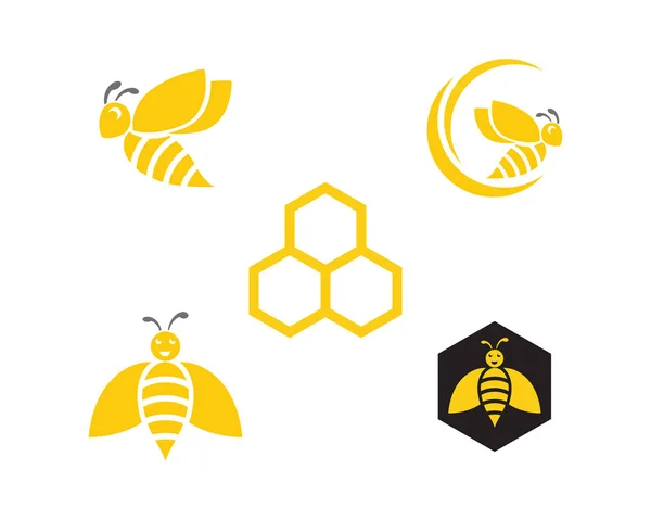 Bee Logo Template Vector Icon Illustration Design — Stock Vector