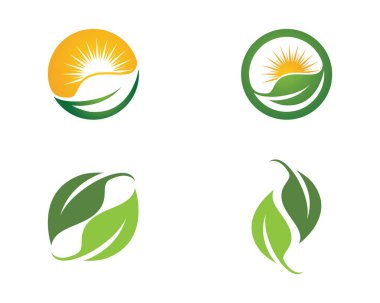 Yeşil ağaç yaprağı ekoloji doğa elementi vektörü logoları
