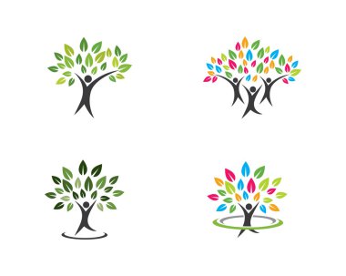 İnsan karakteri logosu çizim vektörü tasarımı