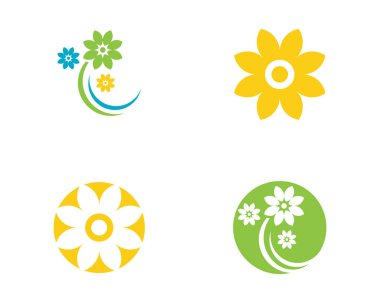 Daire çiçek simge vektör çizim tasarım Logo şablonu