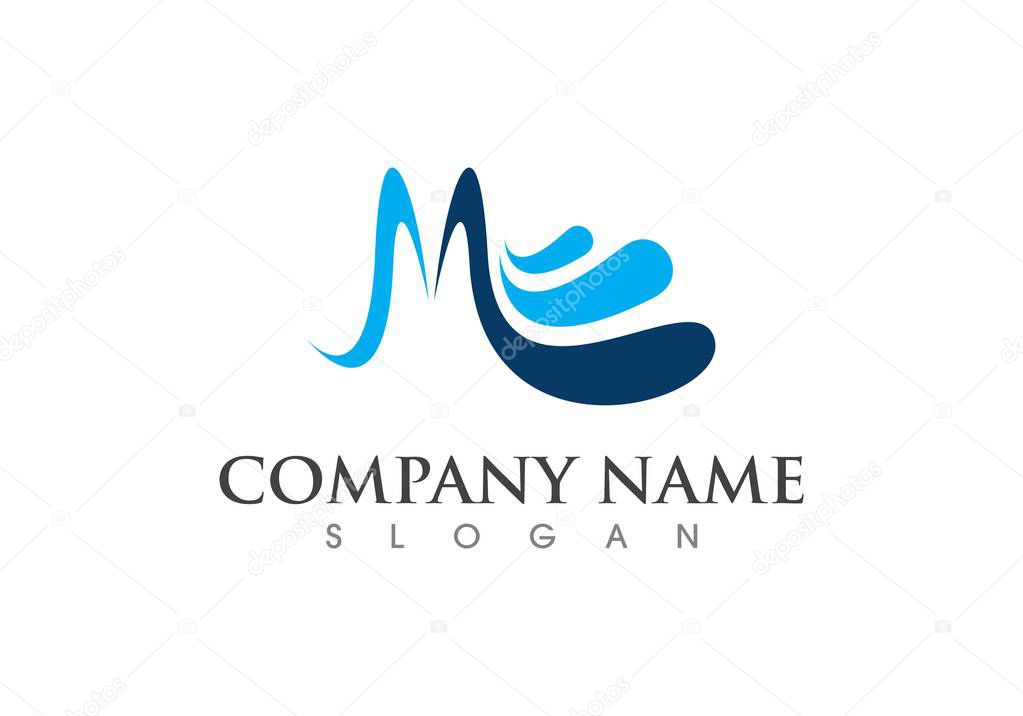 M Letter wave  Logo Business Template  vector