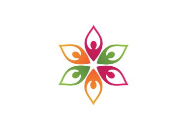 Yoga çiçek tasarım logo şablon simgesi