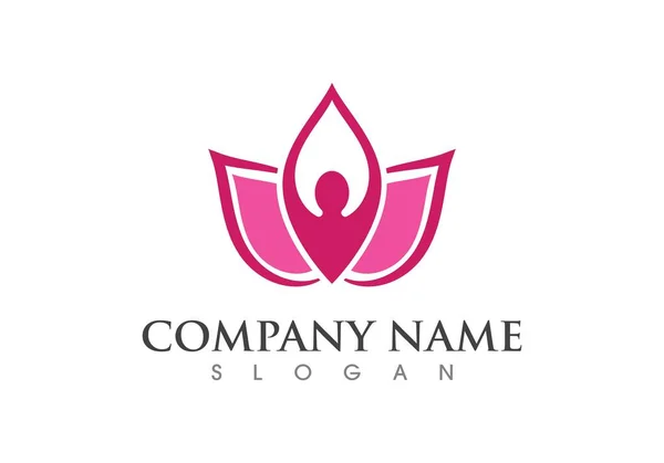 Yoga Flowers Design Logo Template Icon — Stock Vector