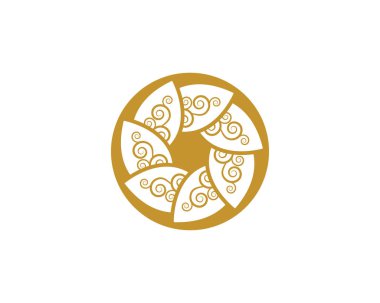 Daire çiçek simge vektör çizim tasarım Logo şablonu