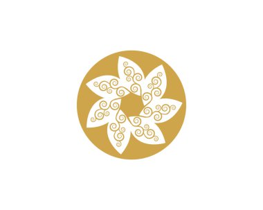 Daire çiçek simge vektör çizim tasarım Logo şablonu