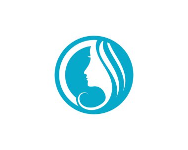 Kadın yüz siluet karakter illüstrasyon logo simge