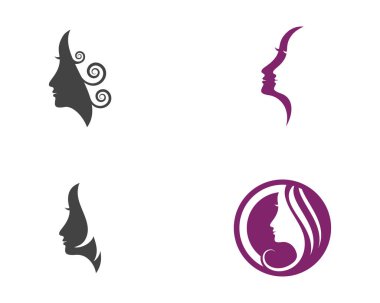 Kadın yüz siluet karakter illüstrasyon logo simge