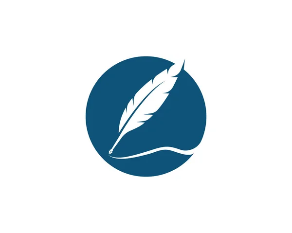 Penna Piuma Modello Logo Illustrazione Vettoriale — Vettoriale Stock