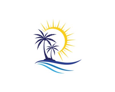 Palmiye ağacı logo şablonu vektör çizimi