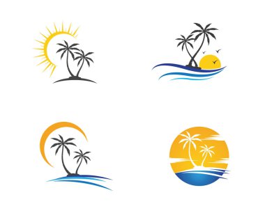 Palmiye ağacı logo şablonu vektör çizimi