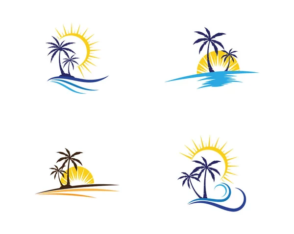 Palm Träd Sommar Logotyp Mall Vektor Illustration — Stock vektor