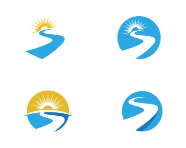 S harfi nehir Logo şablonu vektör simge illüstrasyon tasarımı