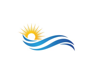 Güneş su ile dalga simge vektör çizim tasarım logo şablonu