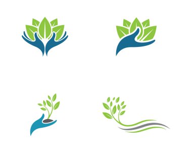 Yeşil ağaç yaprağı ekoloji doğa elementi vektörü logoları