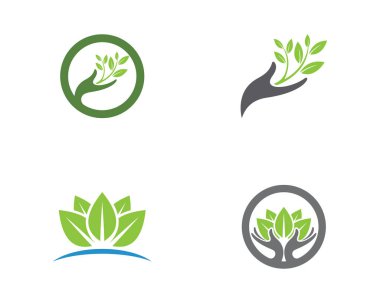 Yeşil ağaç yaprağı ekoloji doğa elementi vektörü logoları