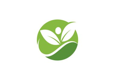 Yeşil yapraklı ekoloji doğa element ikonu logoları