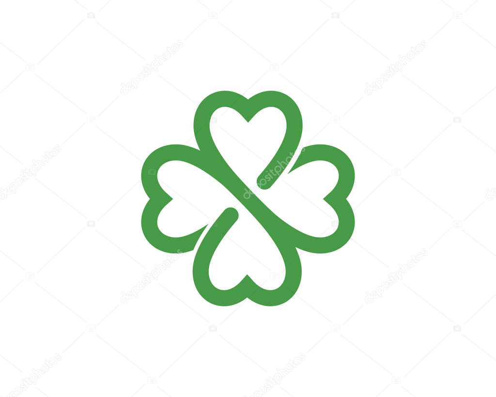 Green Clover Leaf Logo Template Design Vector