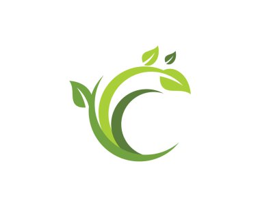 Yeşil ağaç yaprak ekoloji doğa eleman vektör C harfi logoları