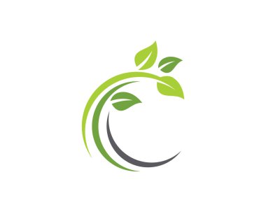 Yeşil ağaç yaprak ekoloji doğa eleman vektör C harfi logoları
