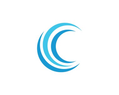 C Harfi Su Dalgası vektör çizim logosu