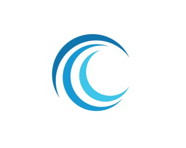 C Harfi Su Dalgası vektör çizim logosu
