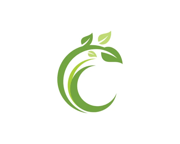 绿色树叶生态学自然元素向量的字母标志 — 图库矢量图片