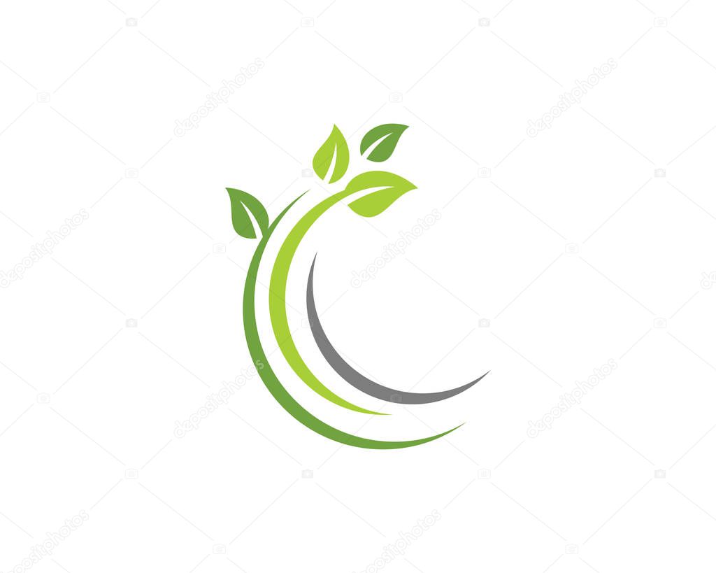 C Letter Logos of green Tree leaf ecology nature element vector