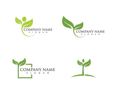Yeşil ağaç yaprağı ekoloji doğa elementi vektörü logoları