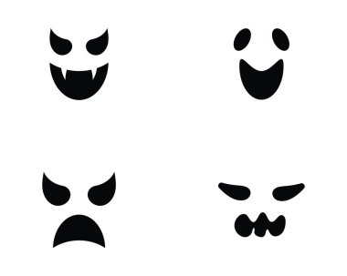 Düz tasarım karakter simgeler vektör çizim hayalet