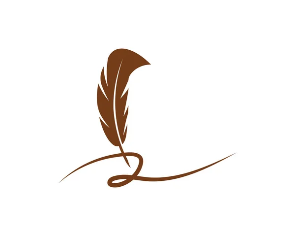 Feather Pen Logo Template Vector Icon Illustration — Stock Vector