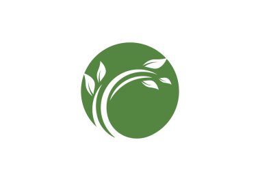 Yeşil yapraklı ekoloji doğa element ikonu logoları