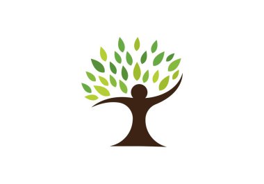 İnsan ağaç sembol simge logo tasarım şablonu