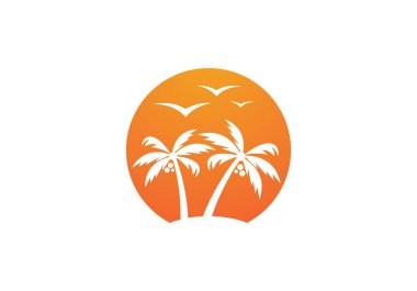 Palmiye ağacı logo şablonu vektör çizimi