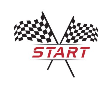 Yarış bayrak simgesi, basit tasarım yarış bayrak logo şablonu