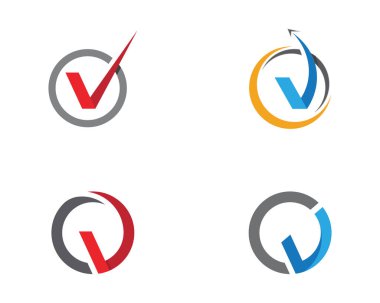 V Harfi Logo Şablonu vektör resimleme