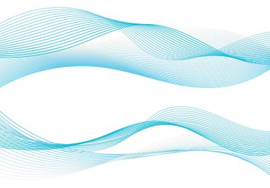 Düz renk dalga vektör. Eğri akışı mavi hareket illüstrasyon