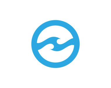 Güneş su ile dalga simge vektör çizim tasarım logo şablonu