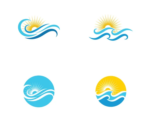 Sun Water Wave Icon Vector Illustration Design Logo Template — Stock Vector