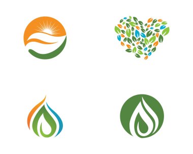 Yeşil ağaç yaprağı ekoloji doğa elementi vektörü logoları