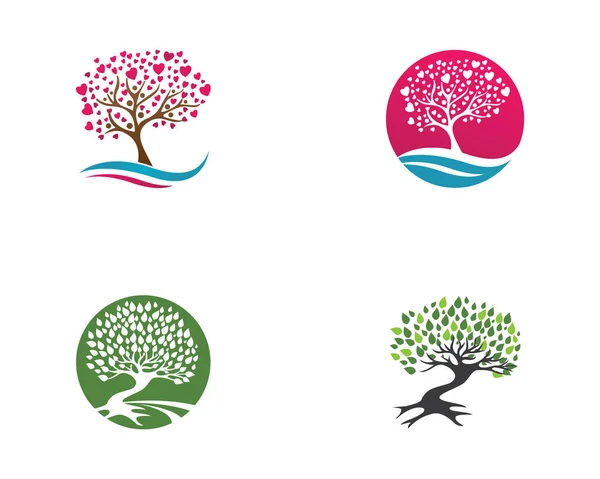 Logos Verde Albero Foglia Ecologia Natura Elemento Vettore — Vettoriale Stock