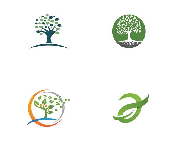 Logos Verde Albero Foglia Ecologia Natura Elemento Vettore — Vettoriale Stock