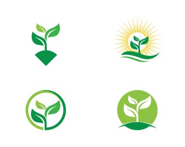 Yeşil ağaç yaprağı ekoloji doğa elementi vektörü logoları