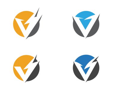 V Harfi Yıldırım Logo Şablonu vektör resimleme tasarımı