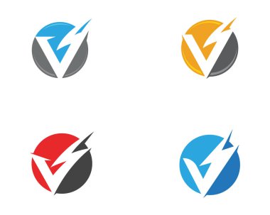 V Harfi Yıldırım Logo Şablonu vektör resimleme tasarımı