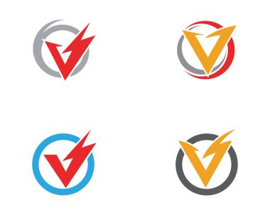 V Harfi Yıldırım Logo Şablonu vektör resimleme tasarımı