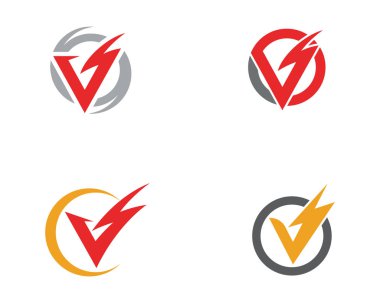 V Harfi Yıldırım Logo Şablonu vektör resimleme tasarımı